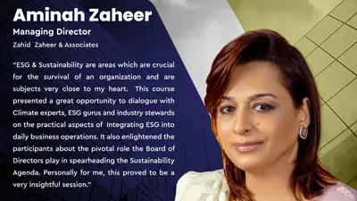 Ms Aminah Zaheer on PICG & IFC ESG Initiatives