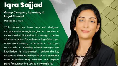 Ms Iqra Sajjad on PICG & IFC ESG Initiatives
